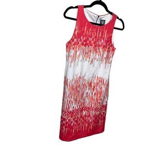 Vince Camuto Size 6 Pink White Sleeveless Dress (q1)